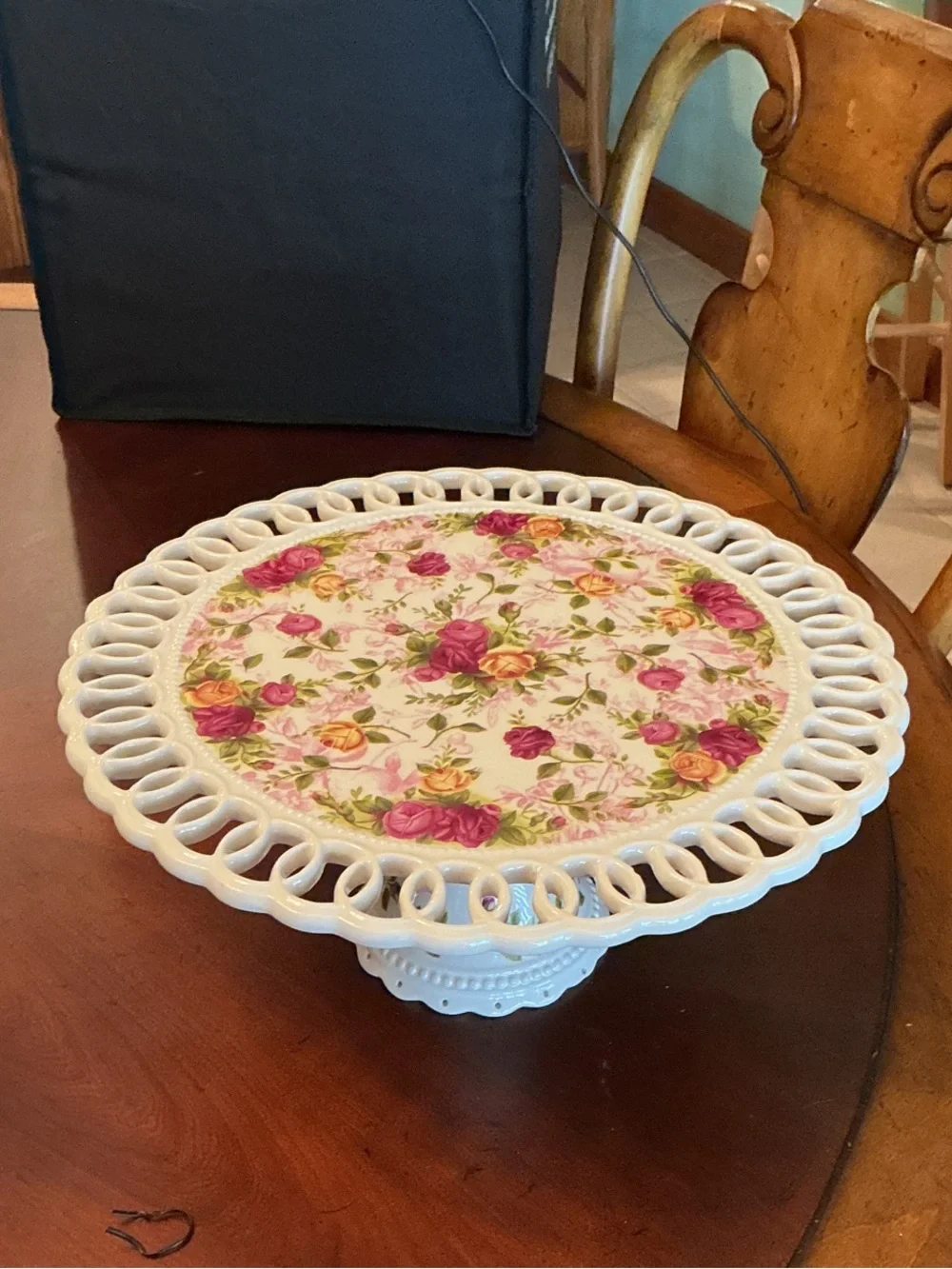 Royal Albert Old Country Roses Cake Plate Pierced China